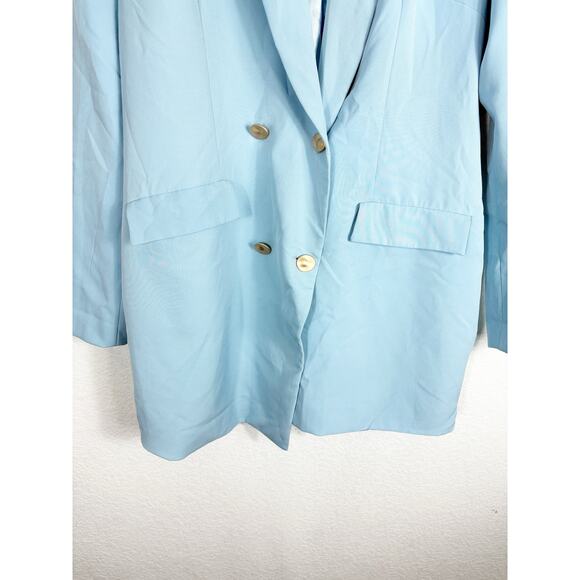PrettyLittleThing Double Breasted Asymmetric Blazer Dress Size 10 Baby Blue - Picture 11 of 14